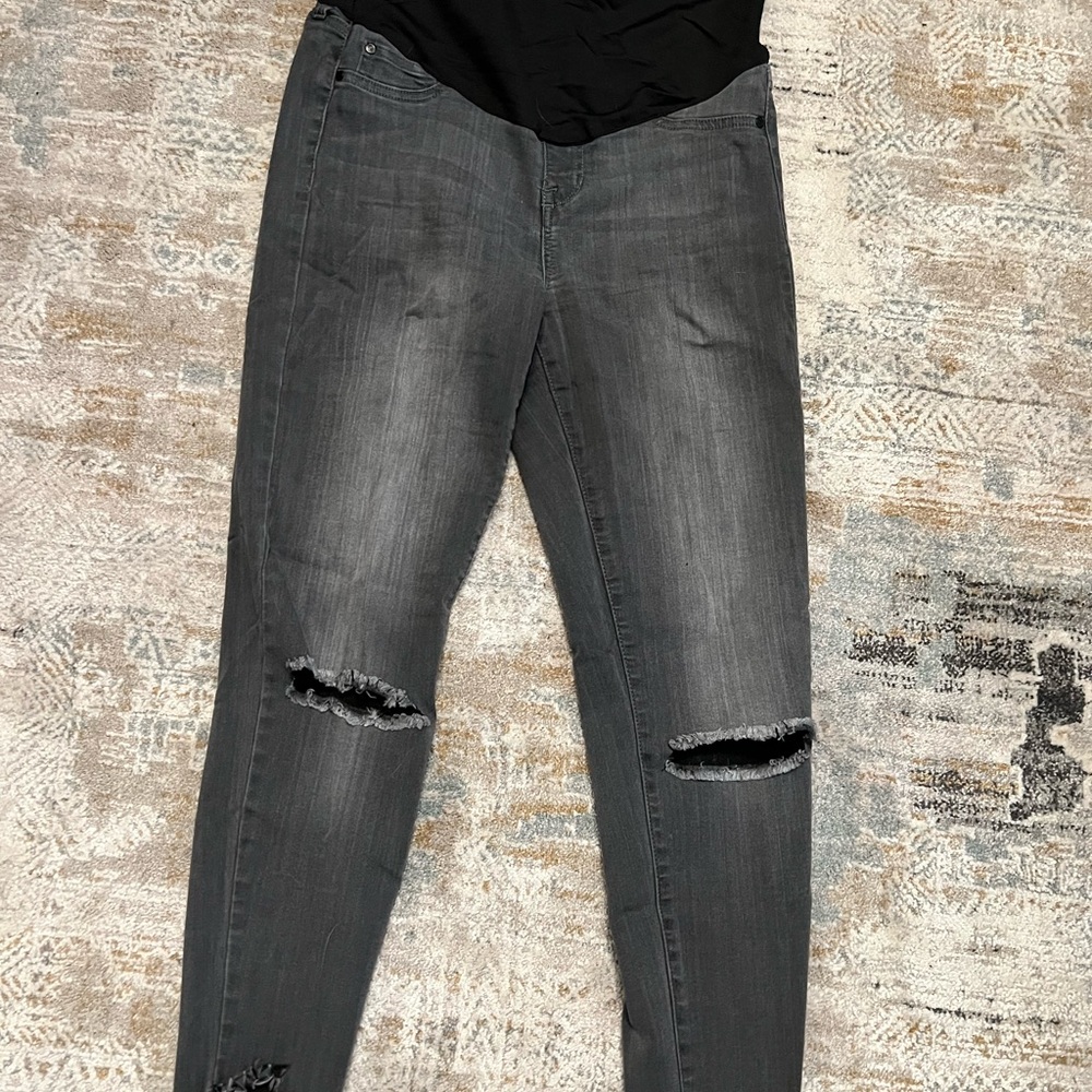 Women's Distressed Gray Maternity Jeans